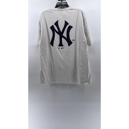 FANATICS Men's White-Navy New York Yankees Crewneck Short Sleeve T-Shirt SZ XL