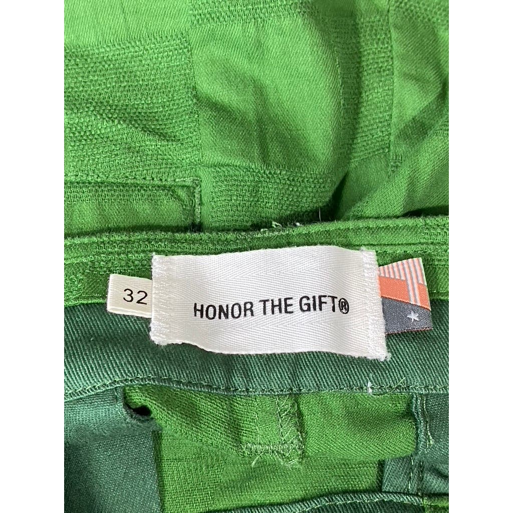 HONOR THE GIFT Men's Green Jacquard Checkered Casual Short SZ 32