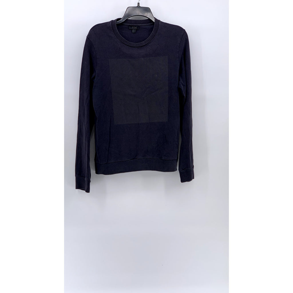COS Men's Blue Square Graphic Crewneck Long Sleeve Knit Casual Sweatshirt SZ S