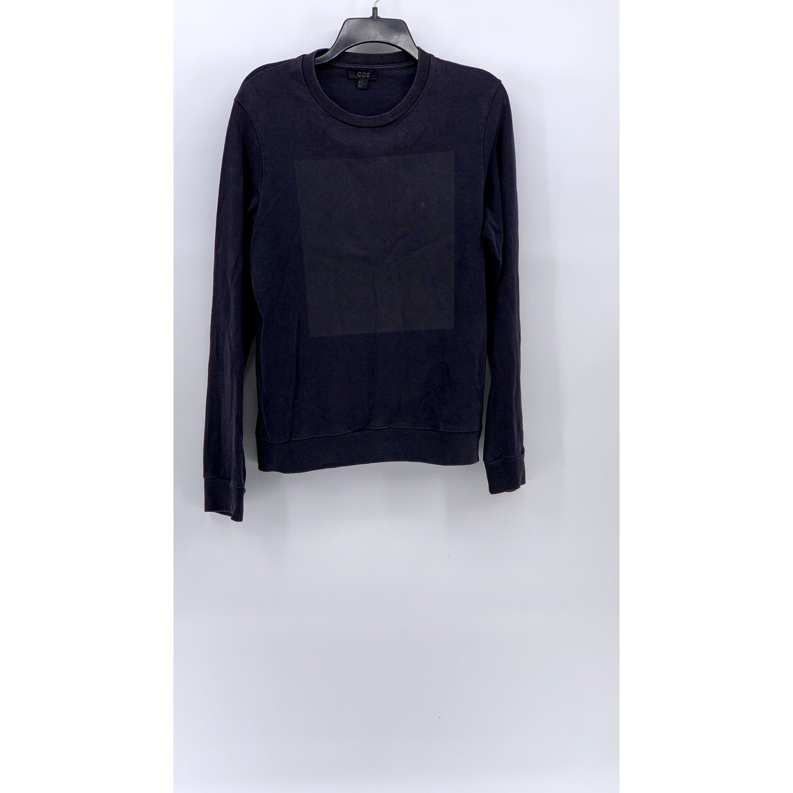 COS Men's Blue Square Graphic Crewneck Long Sleeve Knit Casual Sweatshirt SZ S