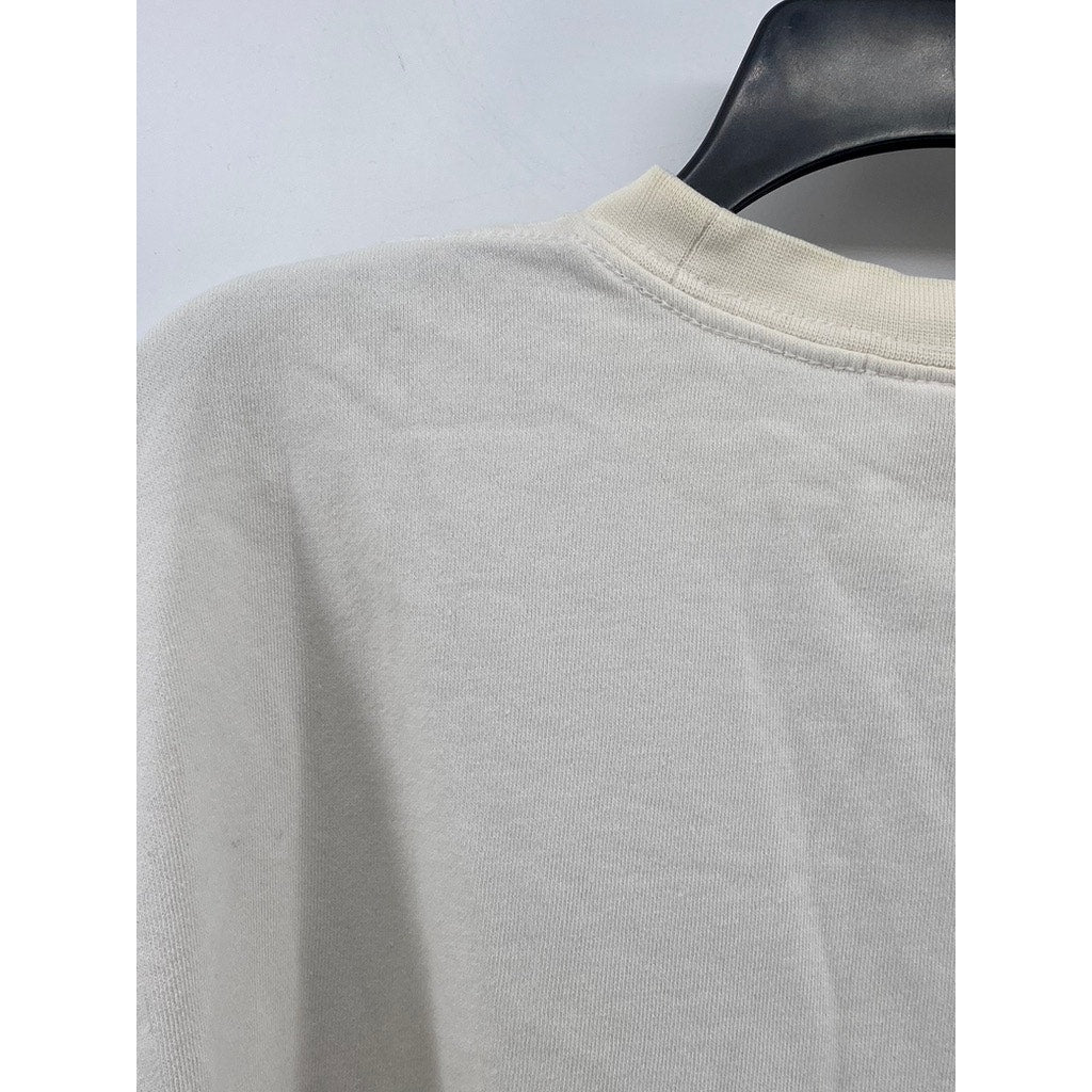 MITCHELL & NESS Men's Beige-Black Brooklyn Nets Basketball Sweatshirt SZ XL