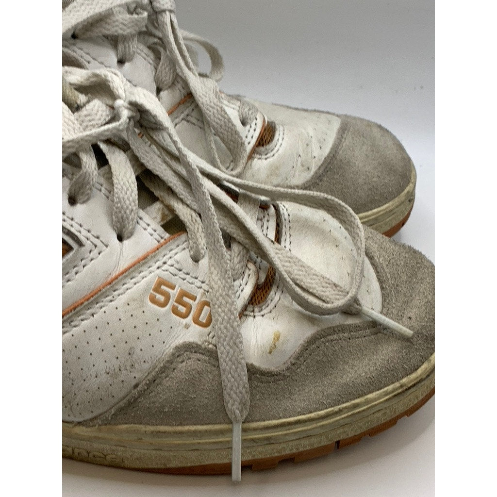 NEW BALANCE Men's White-Orange 550 Sneakers SZ 10