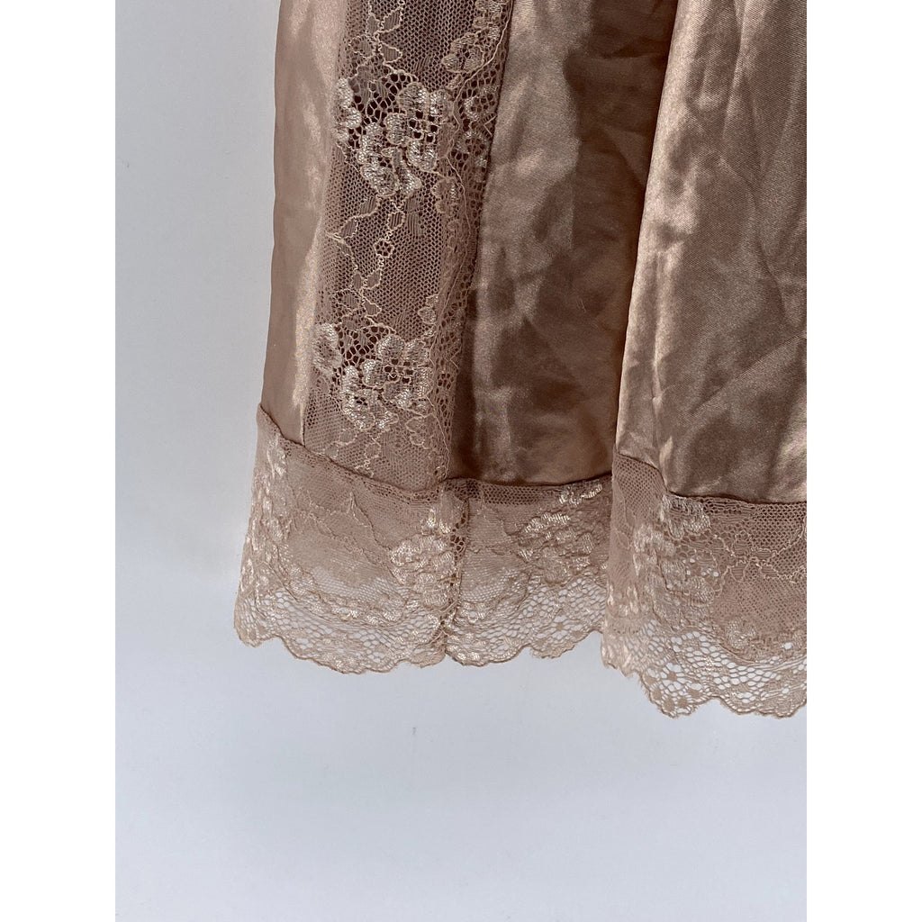 AVID LOVE Women's Beige Lace-Trim V-Neck Adjustable Strap Night Gown SZ L