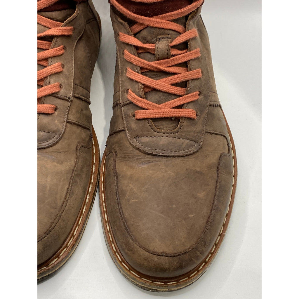 J. SHOES Men's Brown Leather Honour Round-Toe Lace-Up Boot Style Sneakers SZ 8