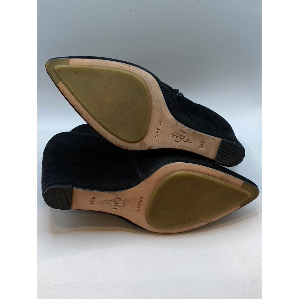 COLE HAAN Women's Black Suede Pointed-Toe Wedge Ankle Bootie SZ 8.5