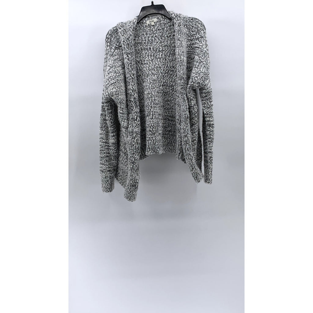 MUDD Women’s Marled Gray Knit Open-Front Hooded Cardigan SZ M