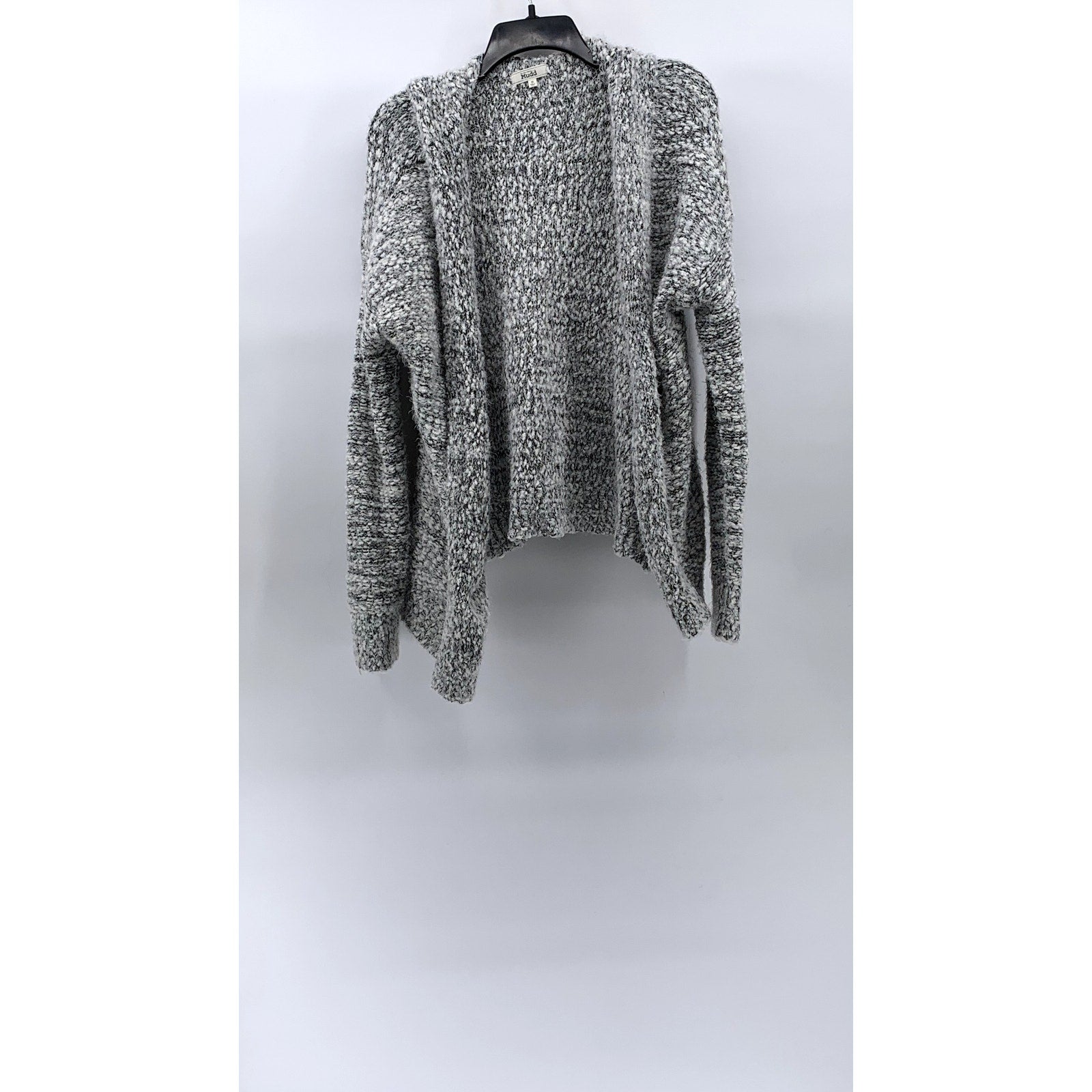 MUDD Women’s Marled Gray Knit Open-Front Hooded Cardigan SZ M