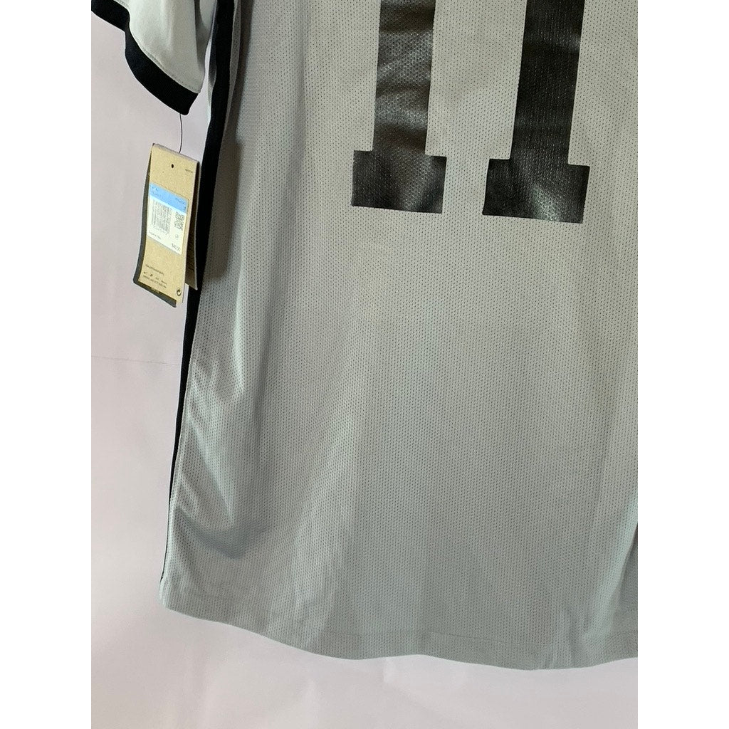NIKE Men's Grey/Black Dri-Fit Slim-Fit Ginsberg Performance Soccer Jersey SZ S