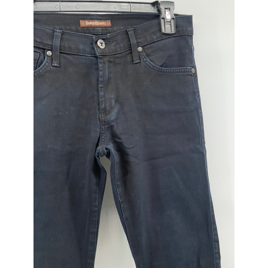 JAMES JEANS Women's Black Solid James Twiggy Regular-Fit Denim Jeans SZ 28