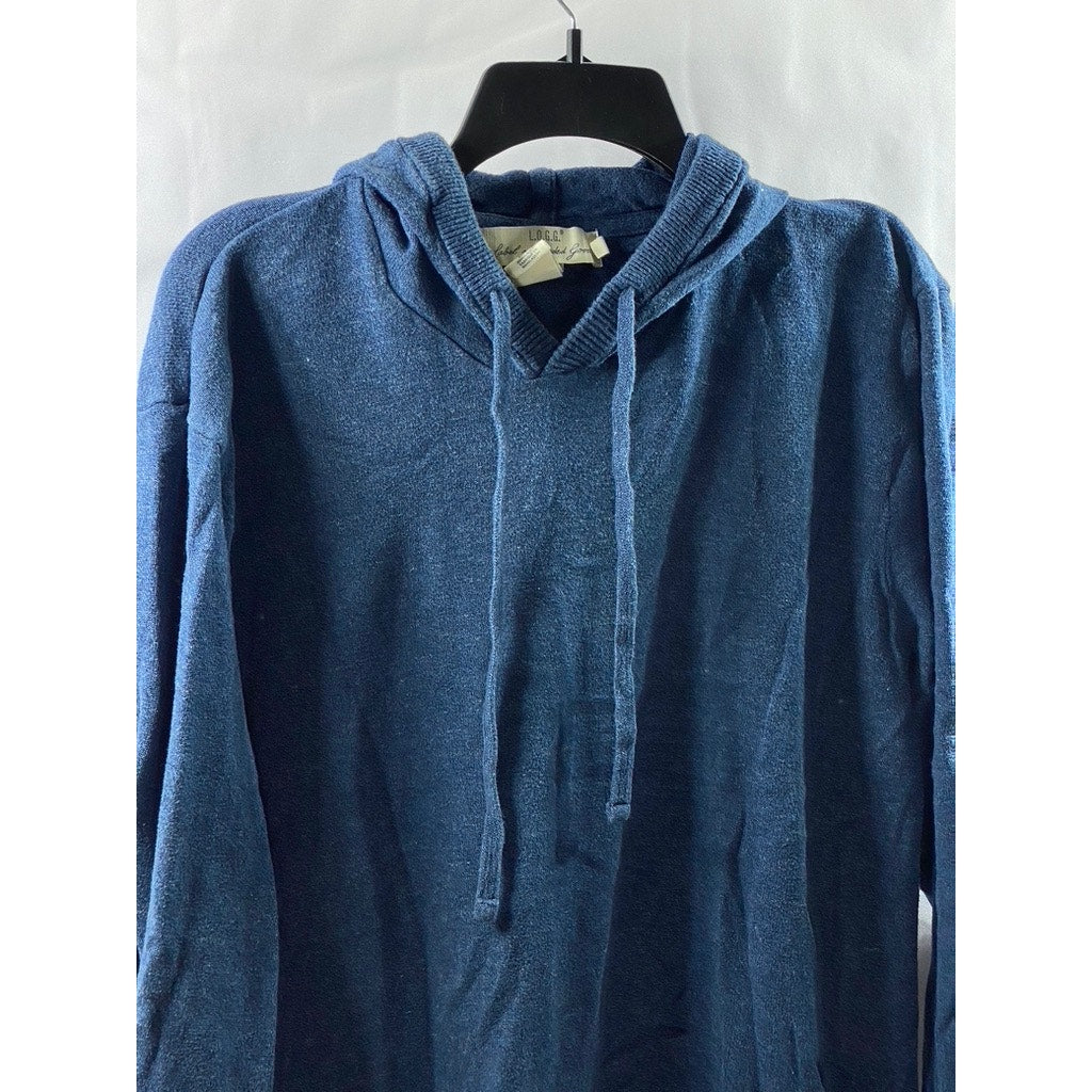 H&M L.O.G.G Men's Navy Long Sleeve Lightweight Hooded Shirt SZ L