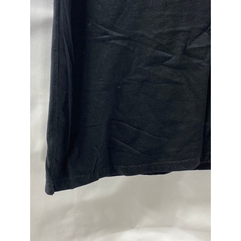 RUSSELL ATHLETIC Women's Black Embroidered Patch Graphic Crewneck Top SZ M