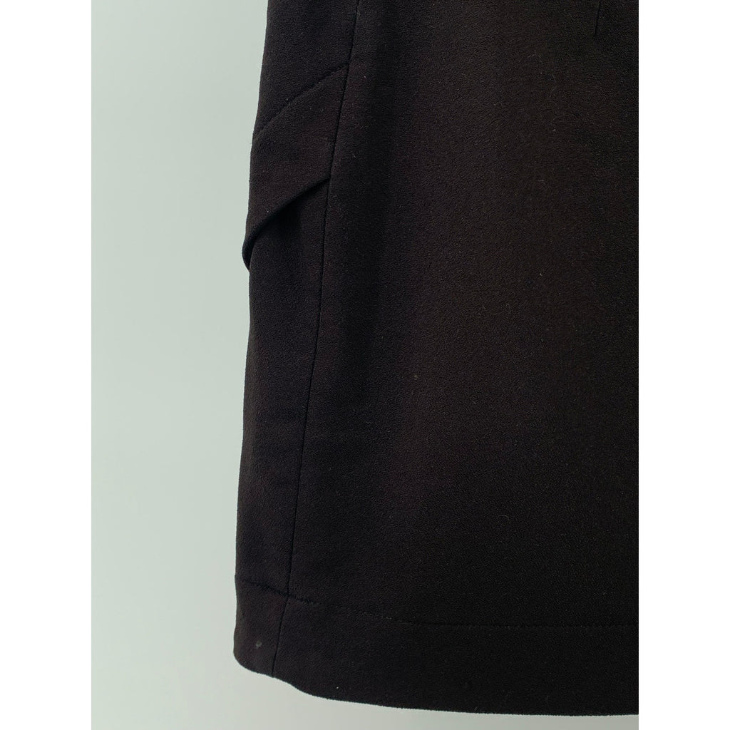 DYNAMITE Women's Black Solid Asymmetrical Slit-Hem Straight Mini Skirt SZ XS