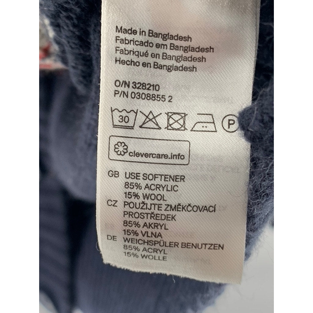 DIVIDED By H&M Men's Navy-White X-Mas Print Shawl Collar Knit Cardigan SZ S