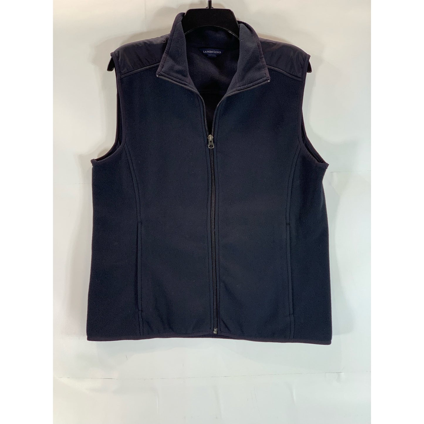 LANDS' END Women's Navy Fleece Stand Collar Zip-Up Sweater Vest SZ M