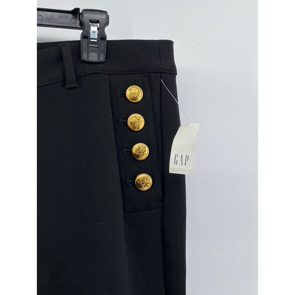 GAP Women's Black-Gold Mid-Rise Baby Boot Sailor Regular-Fit Pant SZ 14