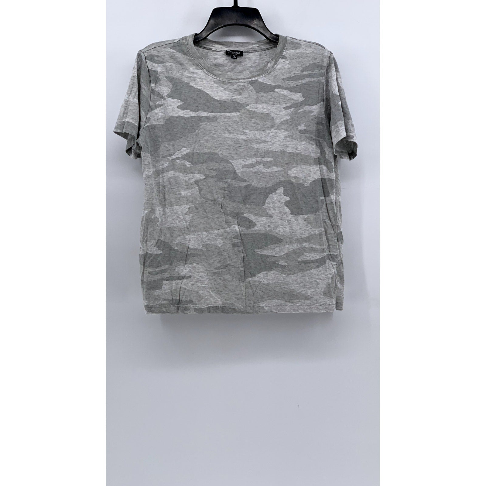 SPLENDID Women’s Gray Camo-Print Crewneck Short Sleeve T-Shirt SZ M