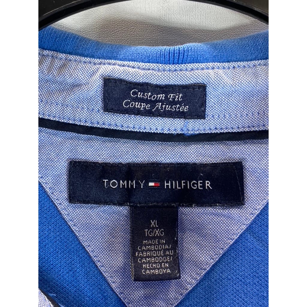 TOMMY HILFIGER Men's Federal Blue Custom-Fit Short Sleeve Polo Shirt SZ XL