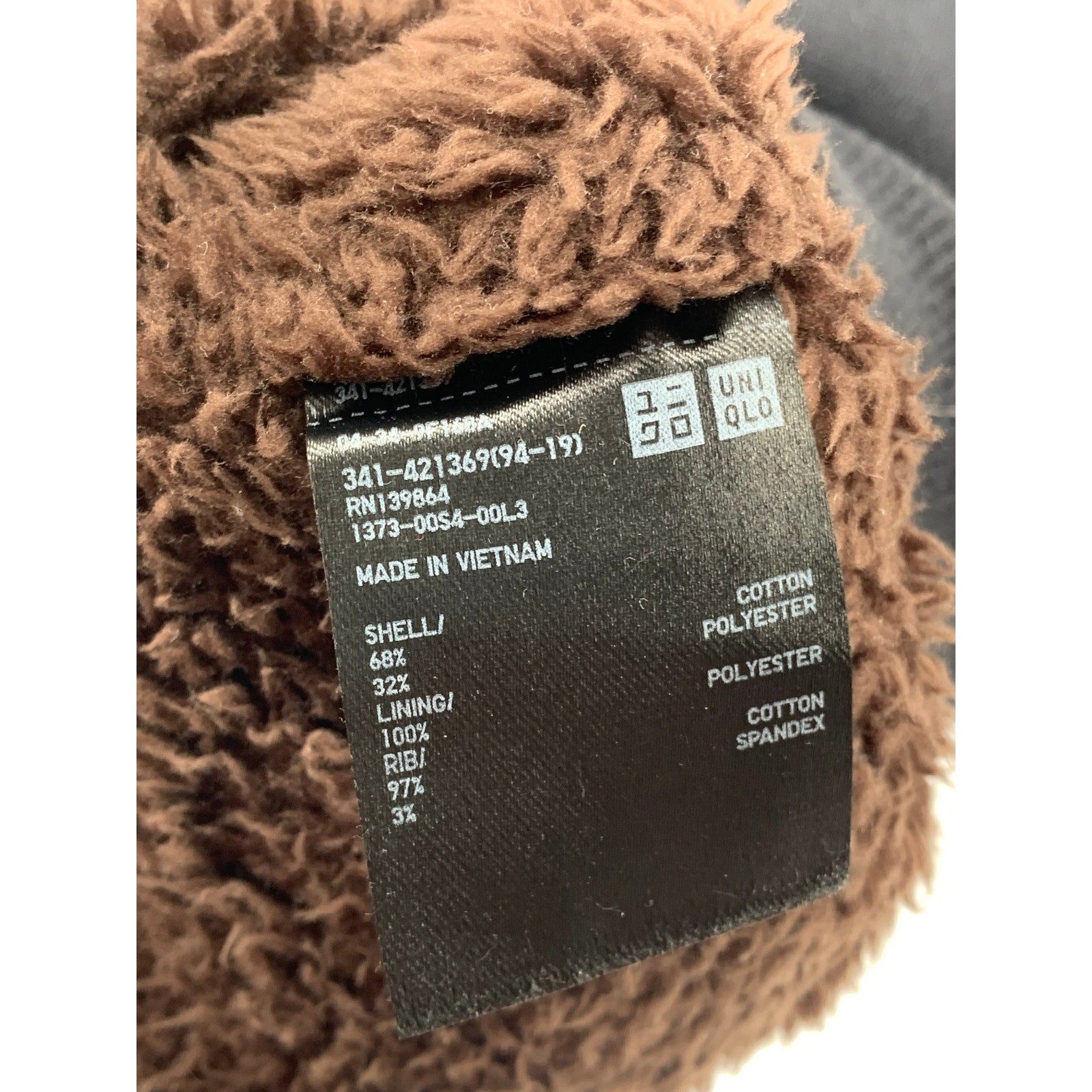 UNIQLO Men's Black-Brown Faux-Fur Hooded Zip-Up Long Sleeve Sweater SZ S