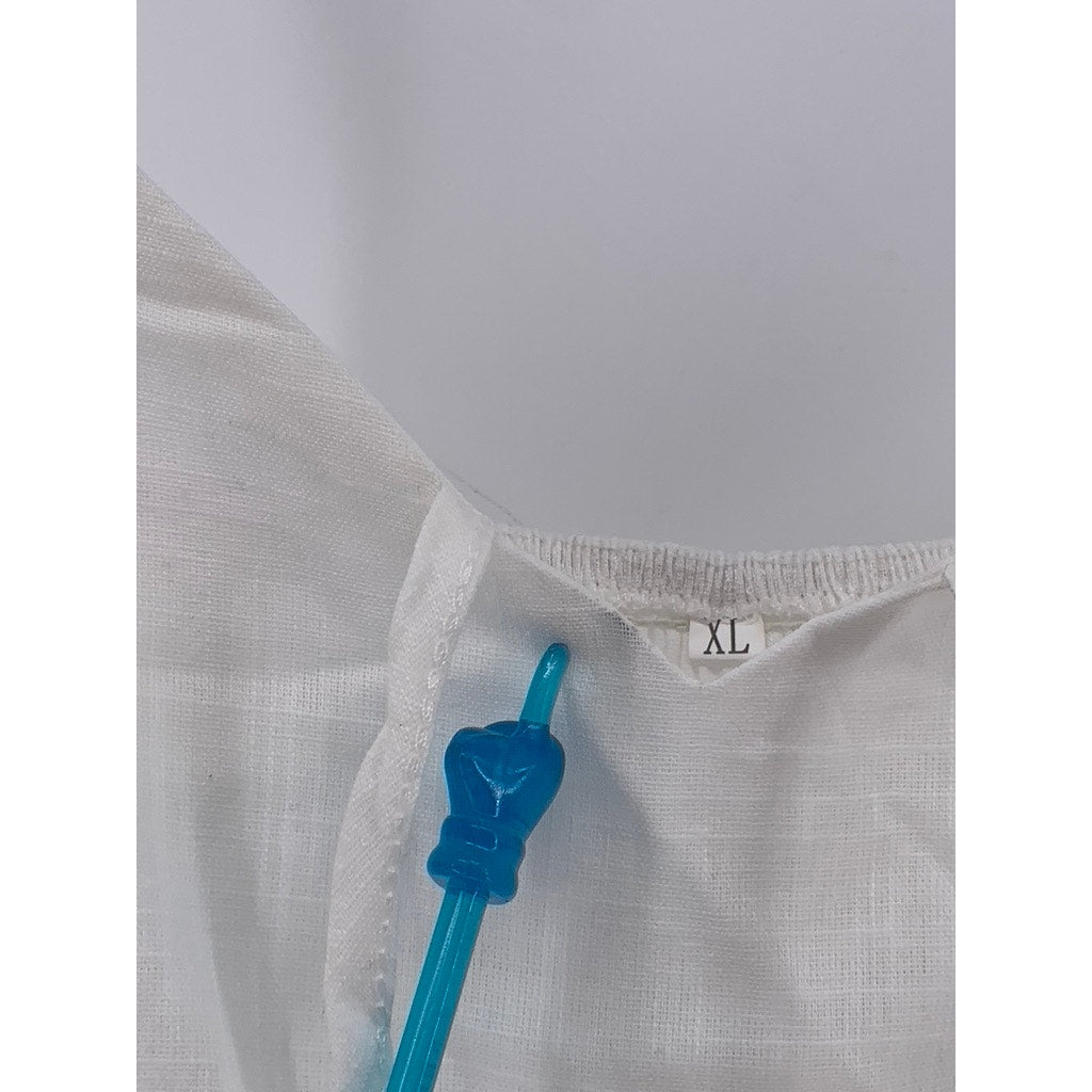 UNBRANDED Women's White Tie-Neck Lace-Trim Maxi Dress SZ XL