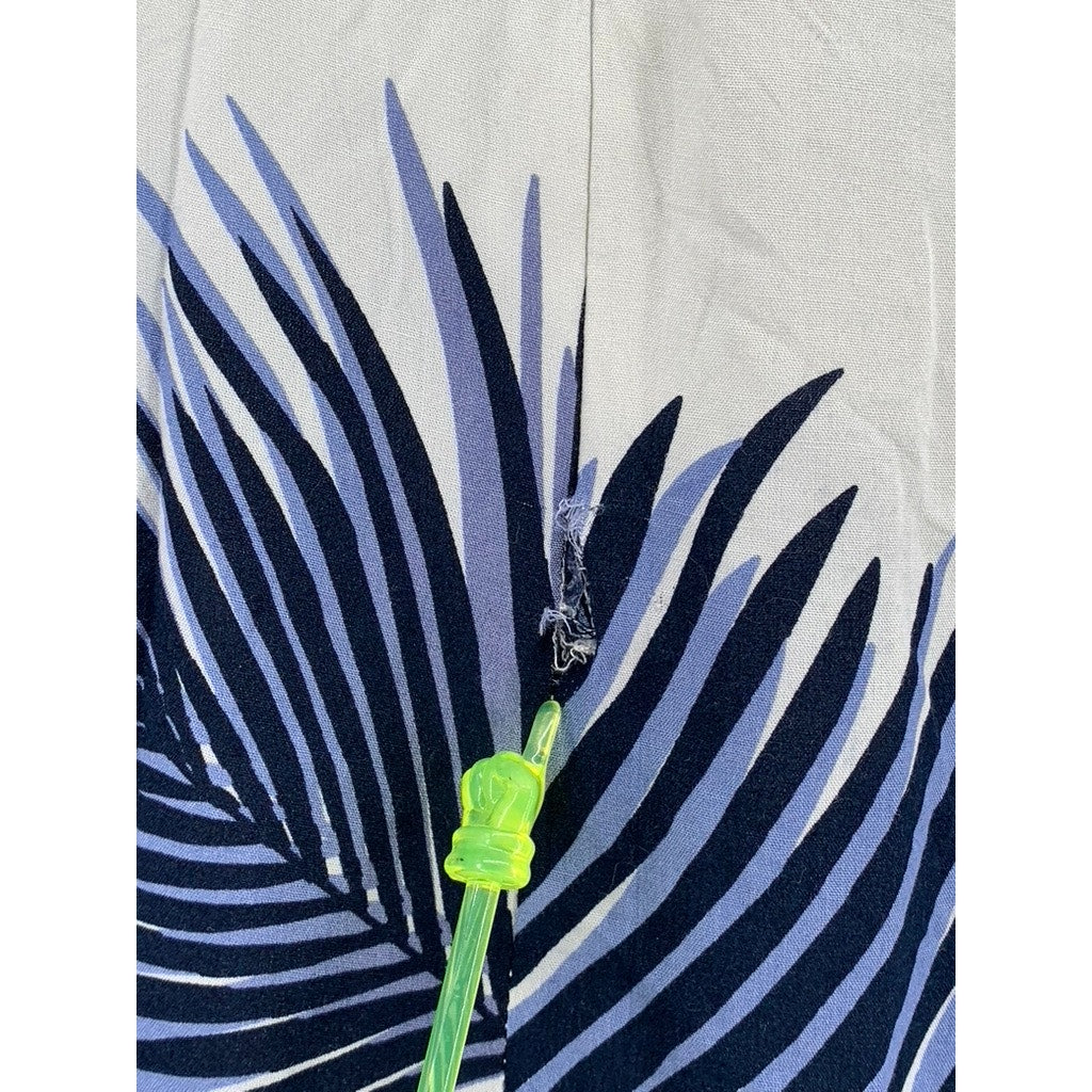 PETAL ROZ Women's White-Blue Tropical Print Maxi A-Line Skirt SZ M