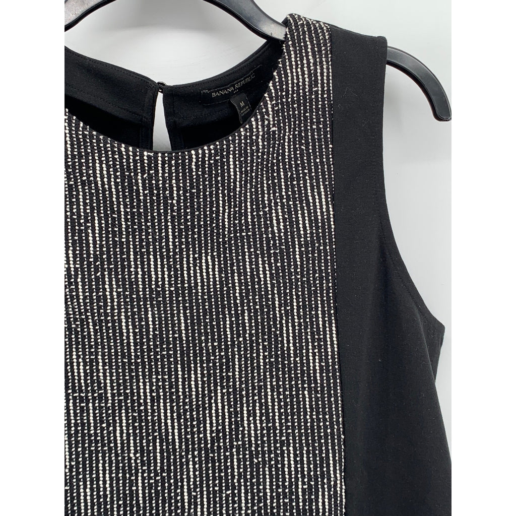 BANANA REPUBLIC Women's Black Scoop-Neck Sleeveless Ponte Textured Top SZ M