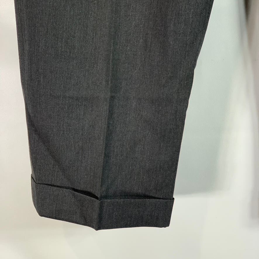 EDDIE BAUER Men's Charcoal Wool Relaxed-Fit Pleated-Front Dress Pants SZ 33X30