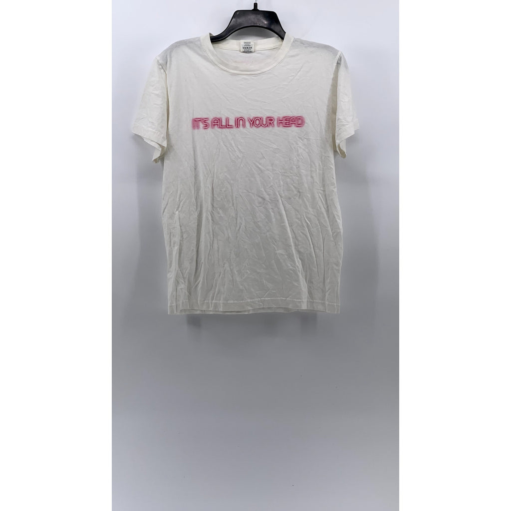 STEDMAN COLLECTION Men's White-Pink Crewneck Short Sleeve Casual T-Shirt SZ S