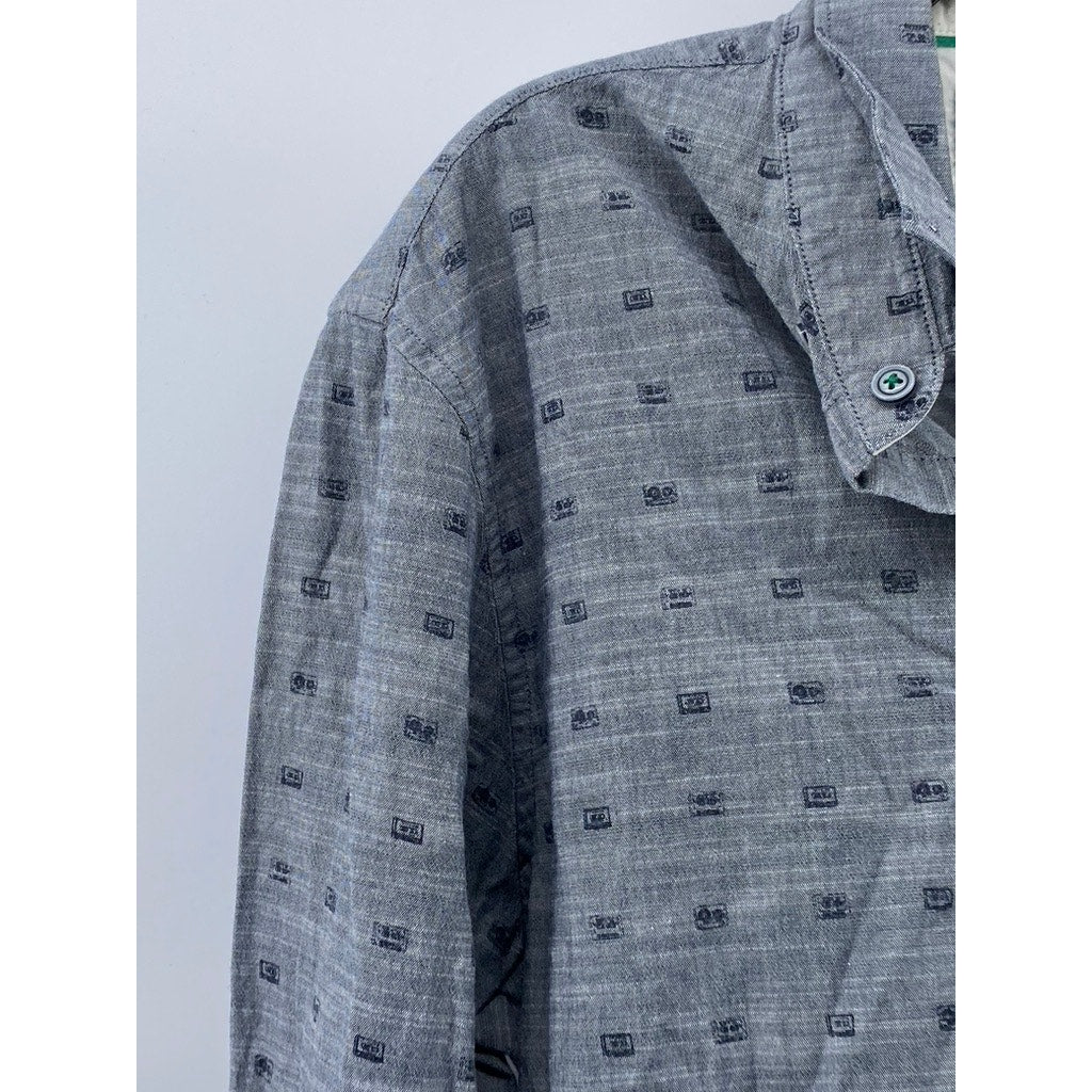 ORIGINAL PENGUIN Men's Gray Cassette Regular-Fit Button-Up Long Sleeve Shirt SZL