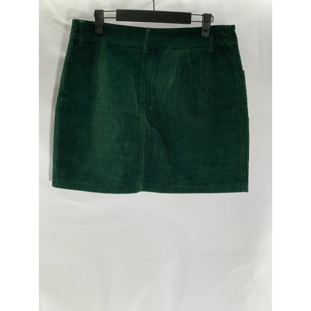 FOREVER 21 Women's Dark Green Corduroy Mini Skirt SZ L