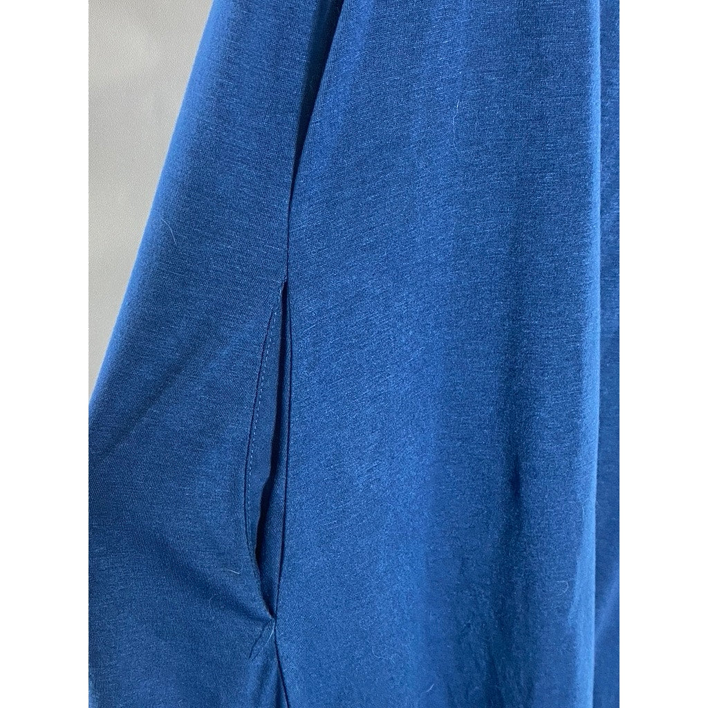 UNBRANDED Women’s Royal Blue O-Ring Sleeveless Front Half-Zip Mini Dress SZ S