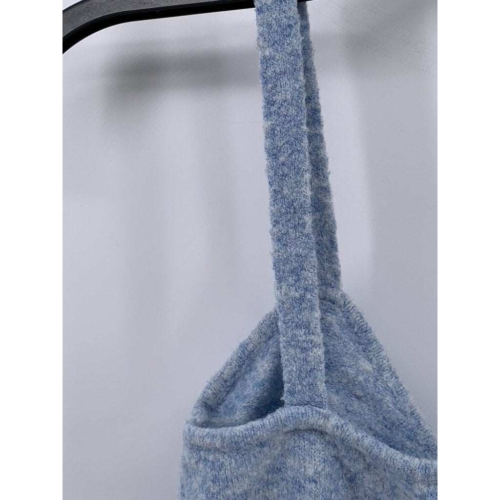 BERSHKA Women's Heather Blue Sweetheart Soft Knit Sleeveless Crop Top SZ L