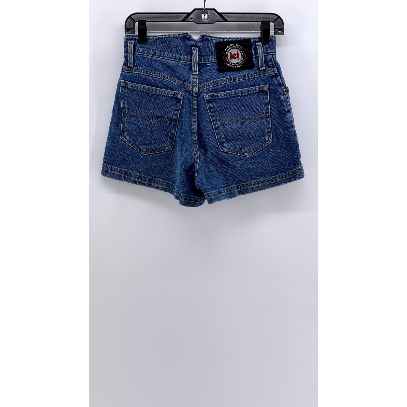 LEI Women Juniors' Blue Denim Button-Front High-Rise Shorts SZ 7