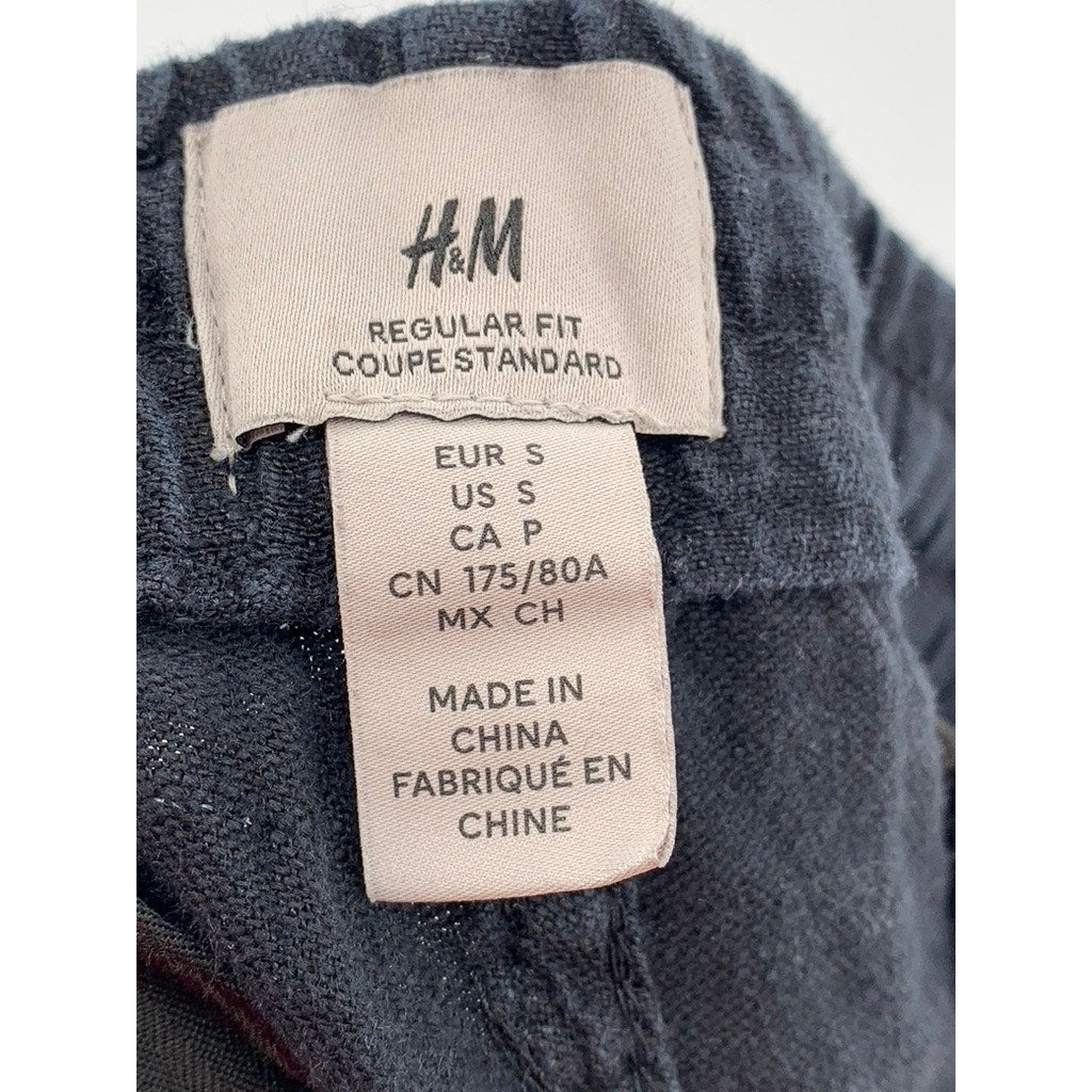 H&M Men's Black Linen Regular Fit Shorts SZ S