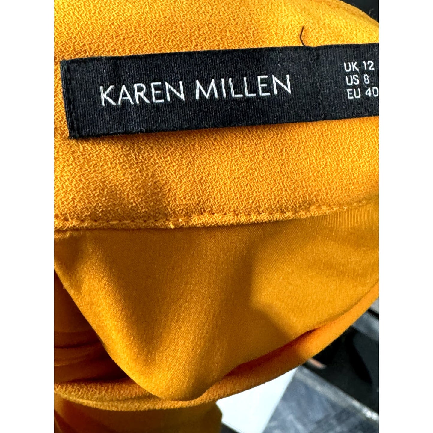 KAREN MILLEN Women's Orange Ruched Mock-Neck Sleeveless Empire-Waist Dress SZ 8