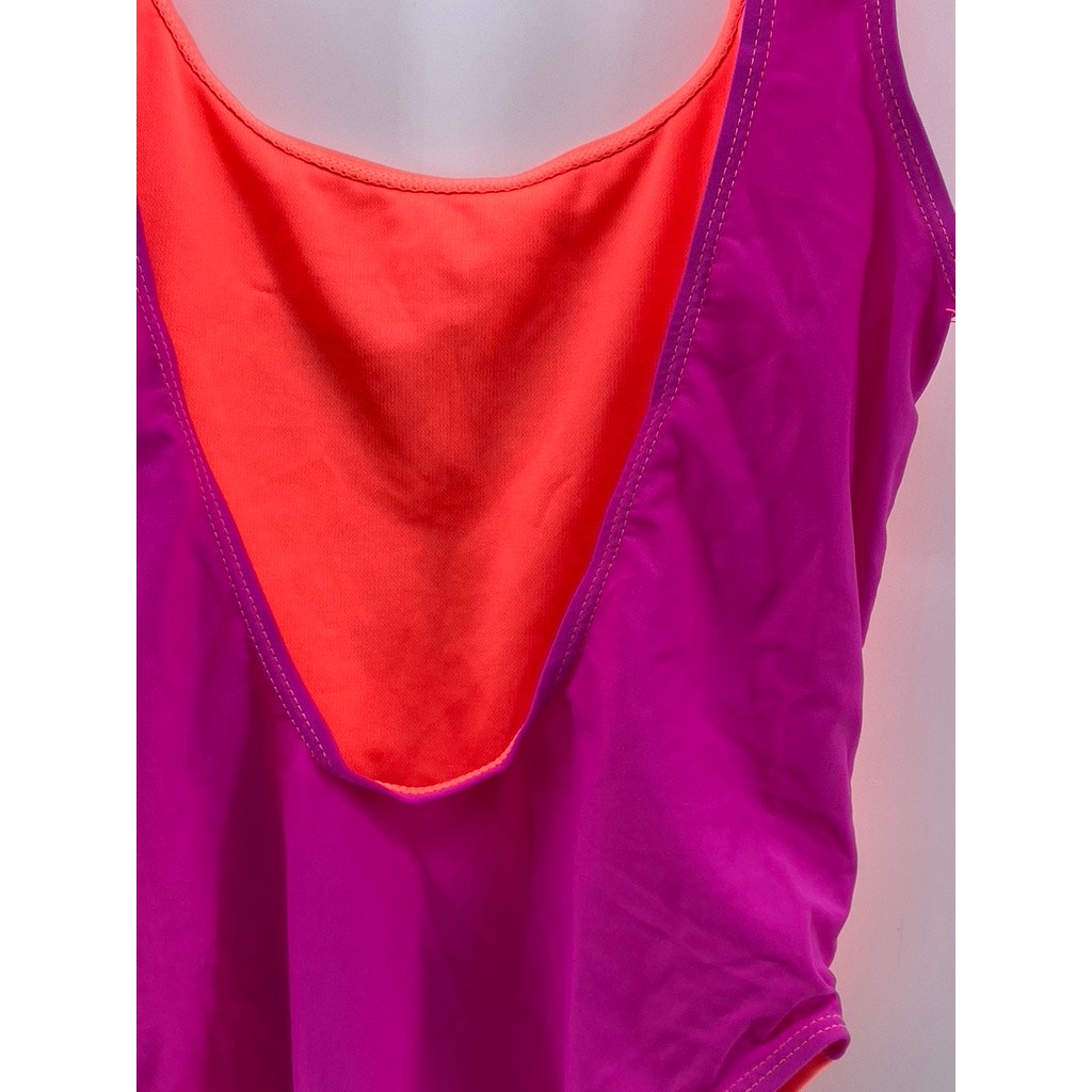 UNBRANDED Women's Pink-Magenta Scoop-Neck Tropic Like It's Hot Swimsuit SZ S