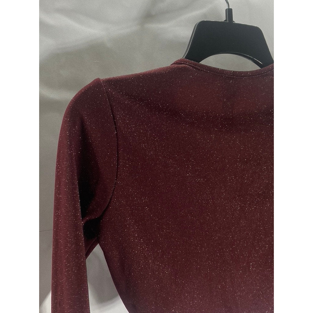 SAVAGE X FENTY Women's Red Cocoa Tie-Front Sleep & Shine Shimmering Top SZ XS