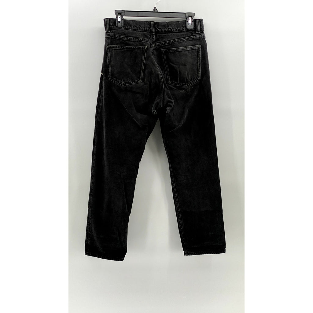 COS Women's Washed Black Distressed Denim Slim-Fit Mid-Rise Cropped Jeans SZ 28