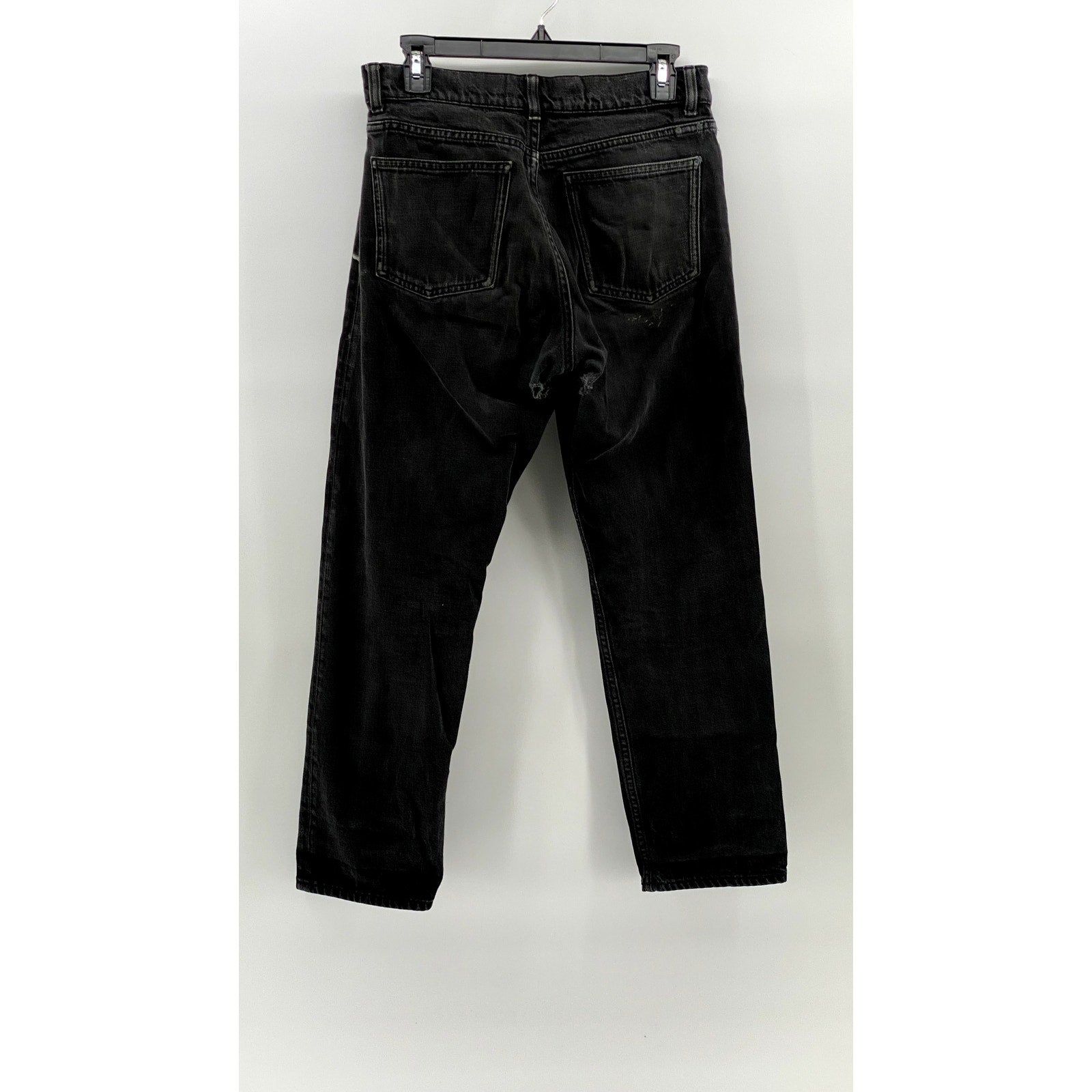 COS Women's Washed Black Distressed Denim Slim-Fit Mid-Rise Cropped Jeans SZ 28