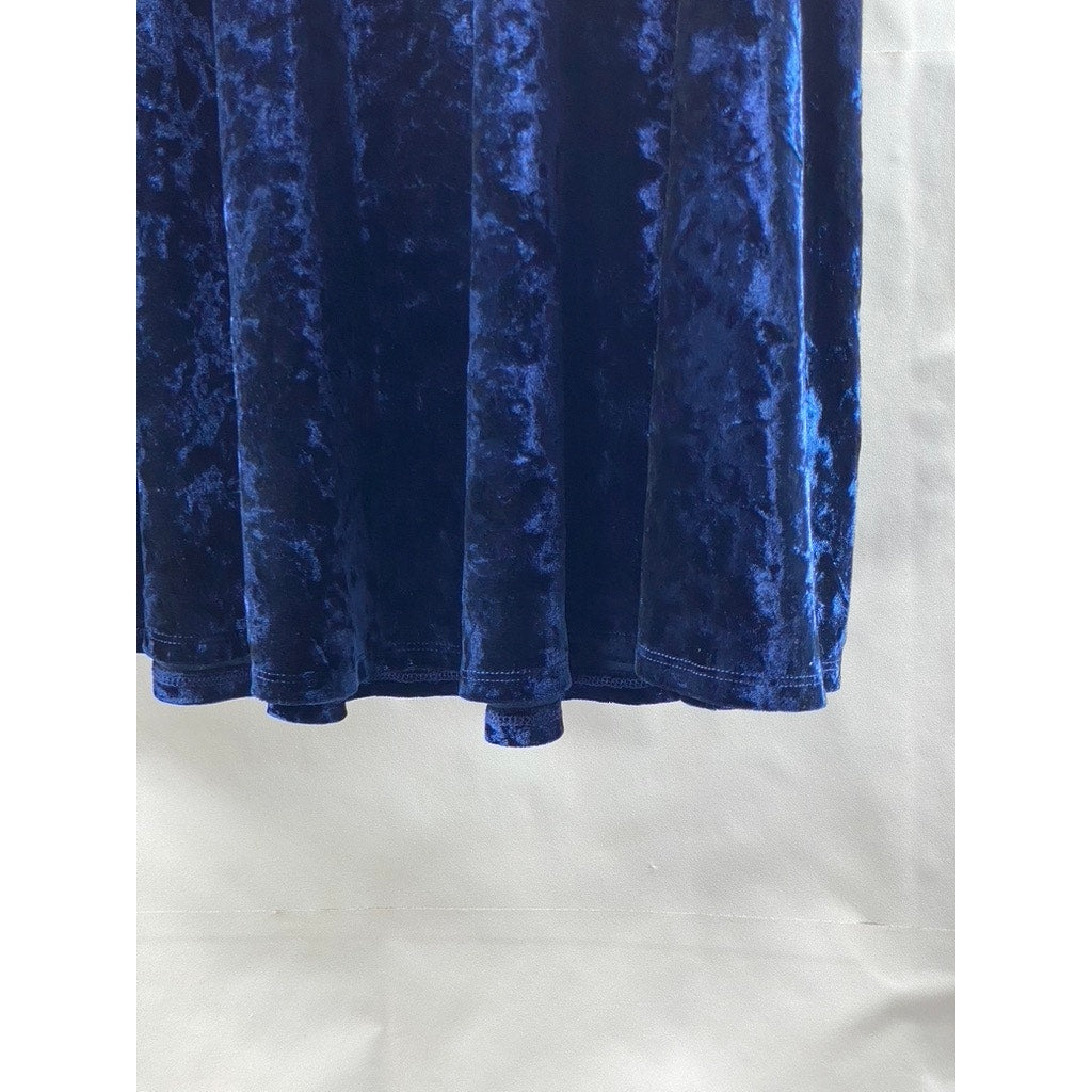 FOREVER 21 Women's Plus Size Blue Crushed Velvet A-Line Mini Skirt SZ 1X