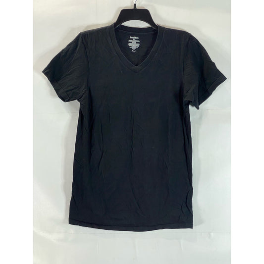 GODFELLOW & CO Men's Solid Black V-Neck Every Wear Short Sleeve Shirt SZ S