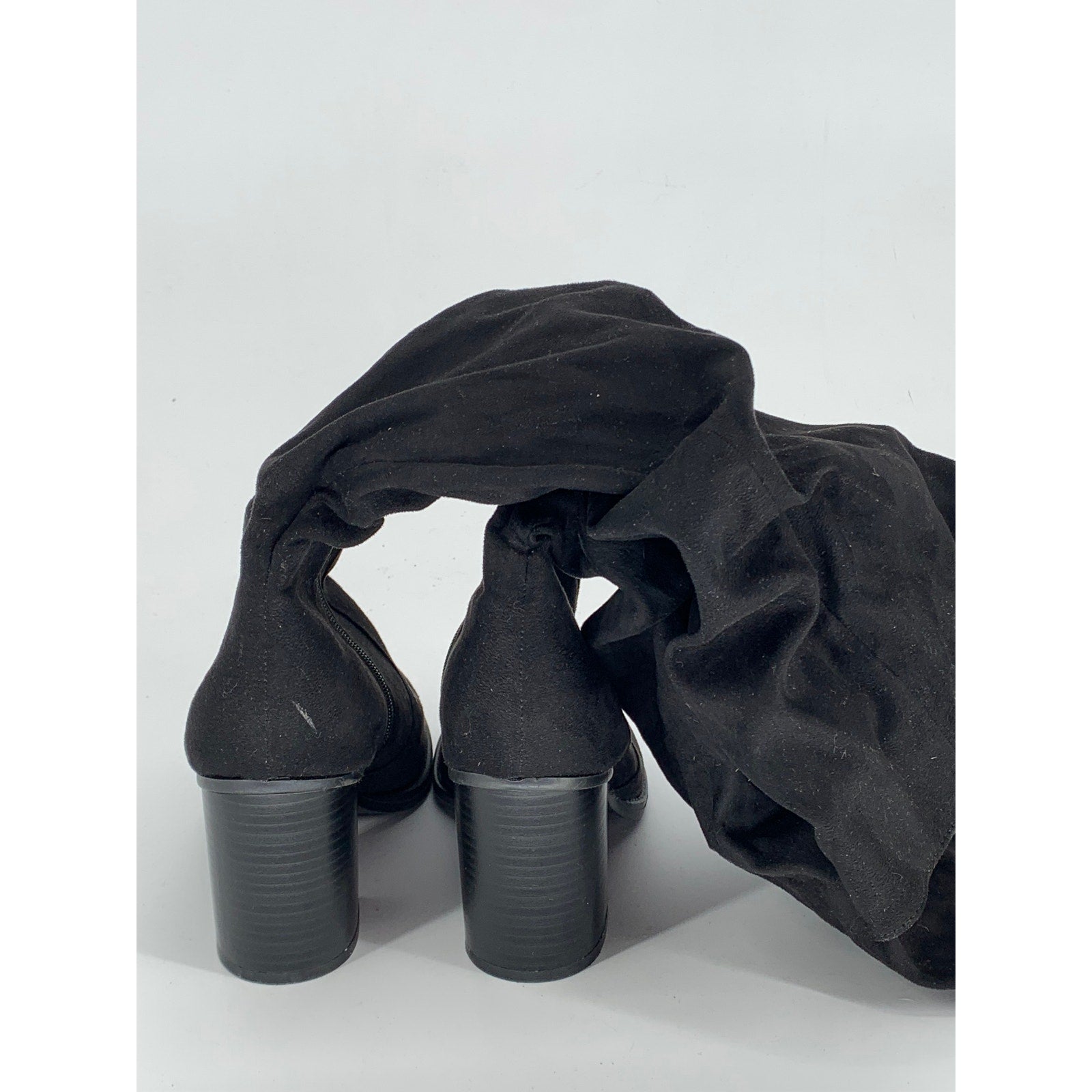 ROUGE HELIUM Women's Black Faux-Suede Sounding Round-Toe Knee-High Boots SZ 7