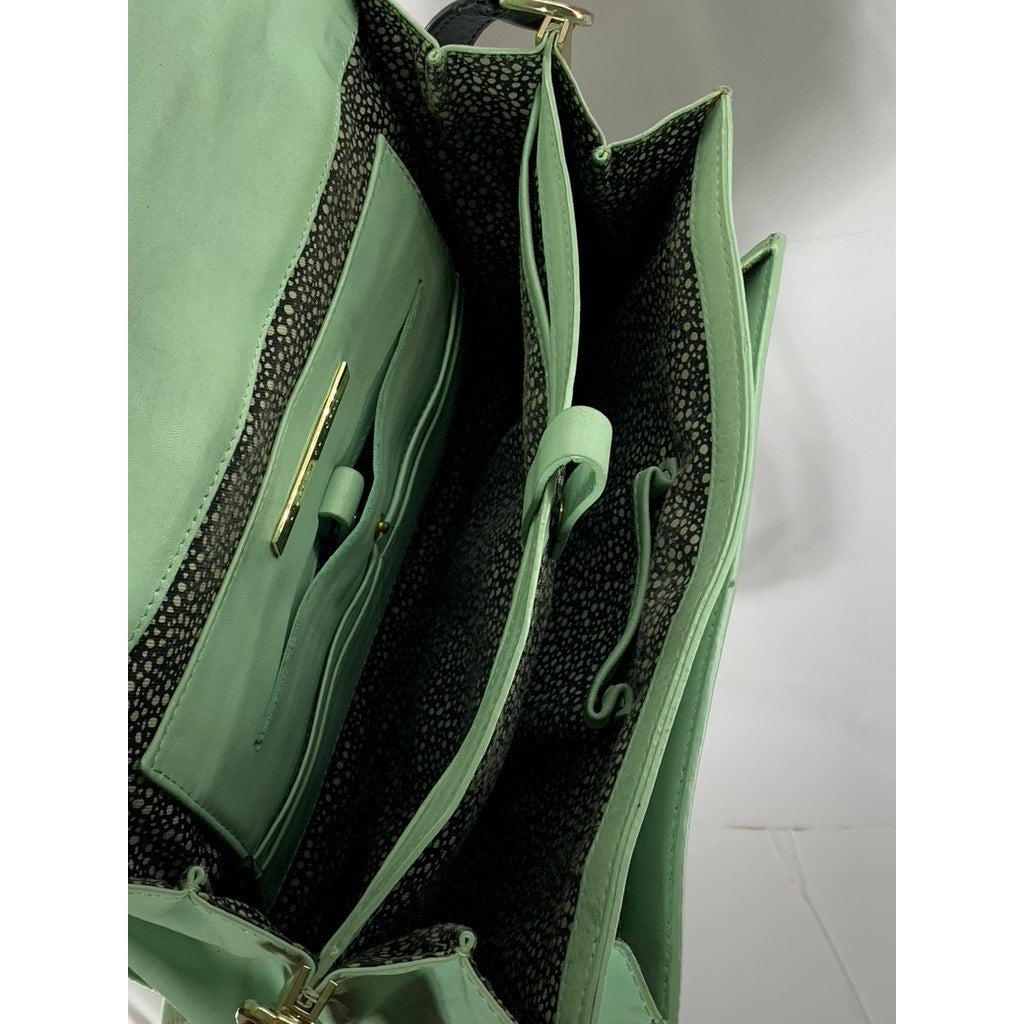 LEOFFLER RANDALL Women's Green/Animal Print Calf Hair Rider Satchel Bag