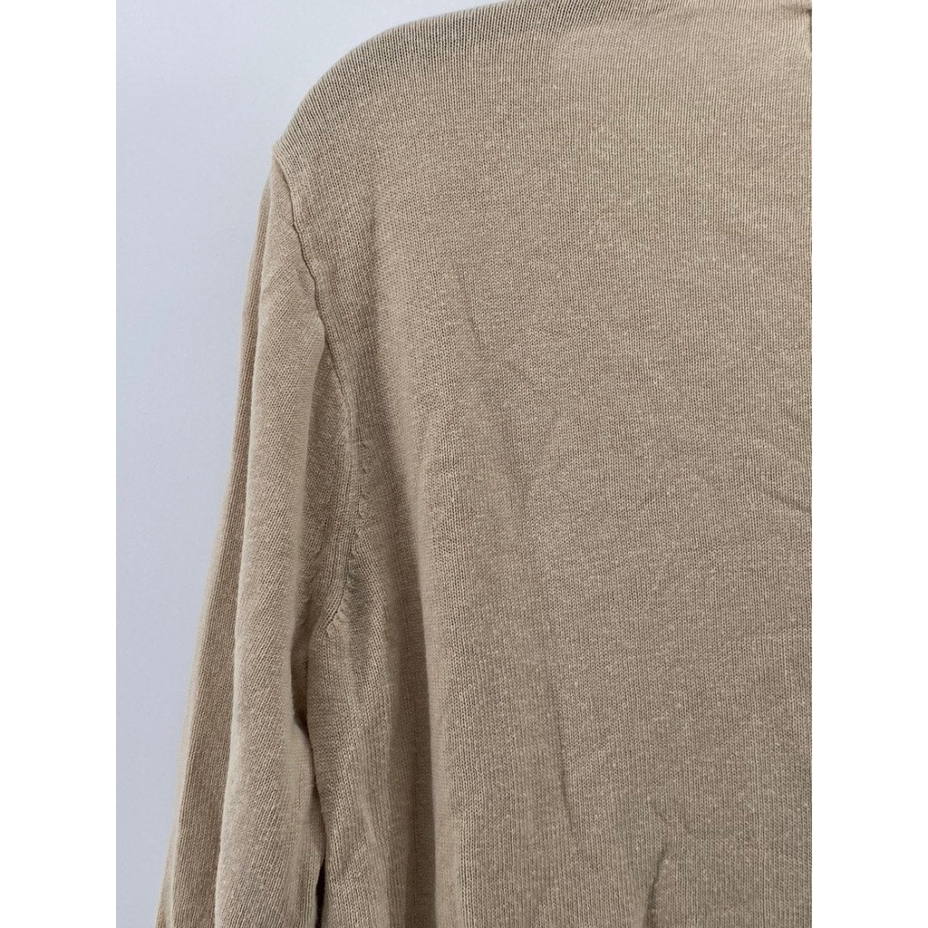 J.CREW Women's Tan V-Neck Linen-Blend Long Sleeve Casual Top SZ M