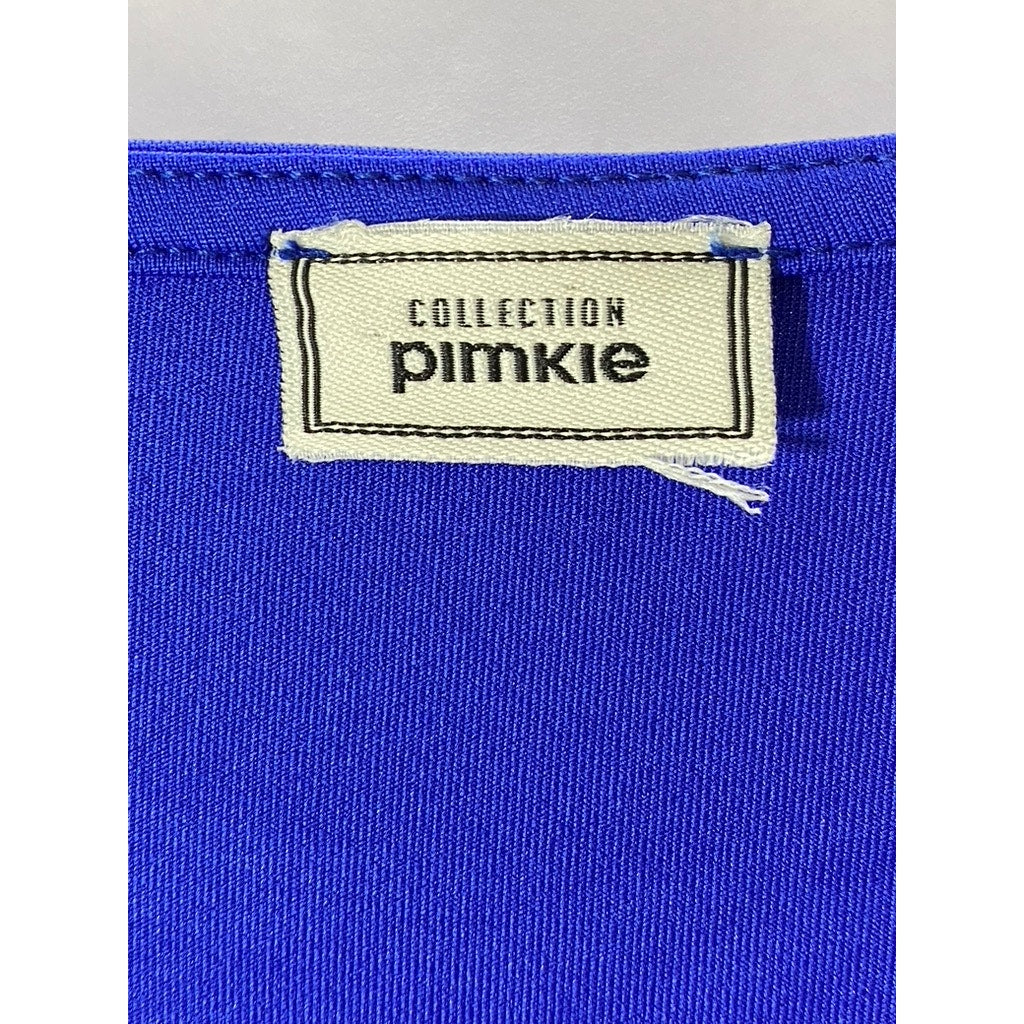 COLLECTION PIMKIE Women’s Royal Blue Cinched-Front Short Sleeve Top SZ L
