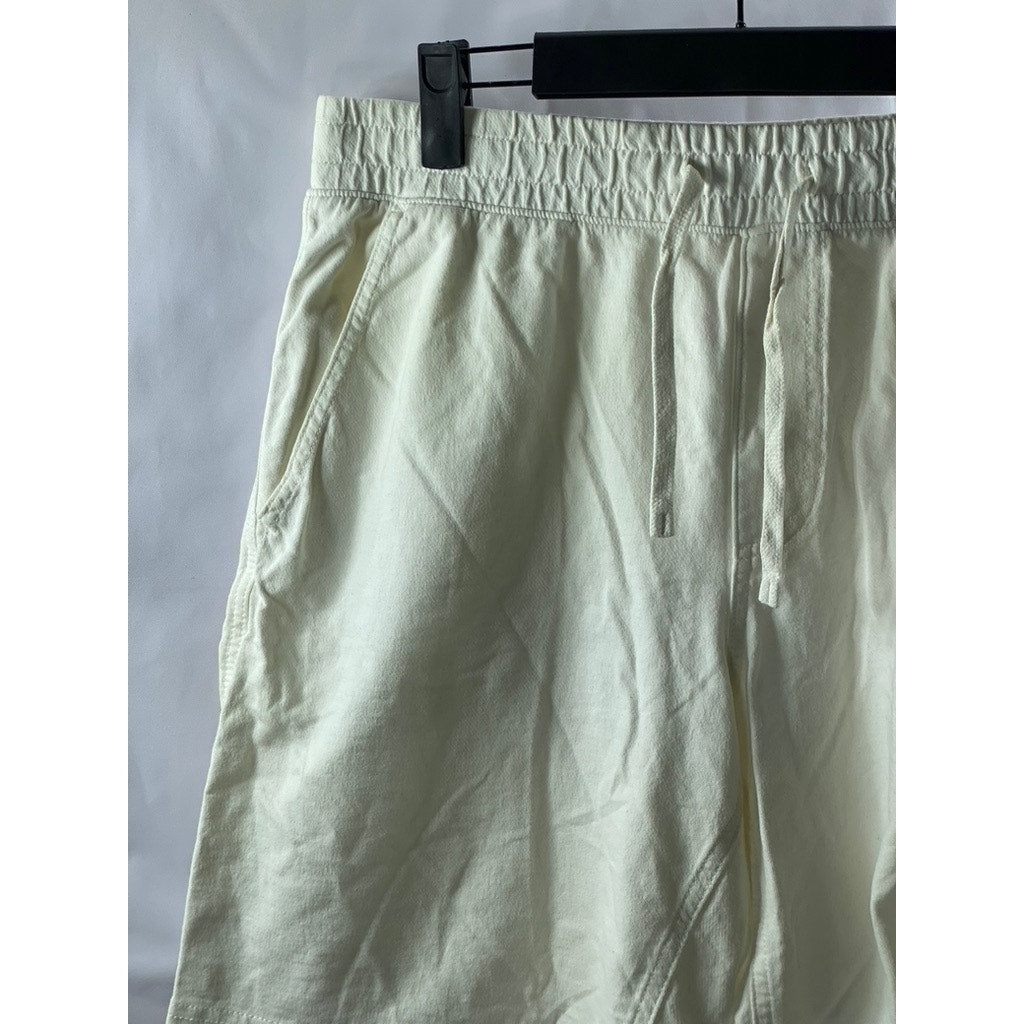 UNIQLO Men's Cream Drawstring Waist Casual Cotton Pull-On Shorts SZ M