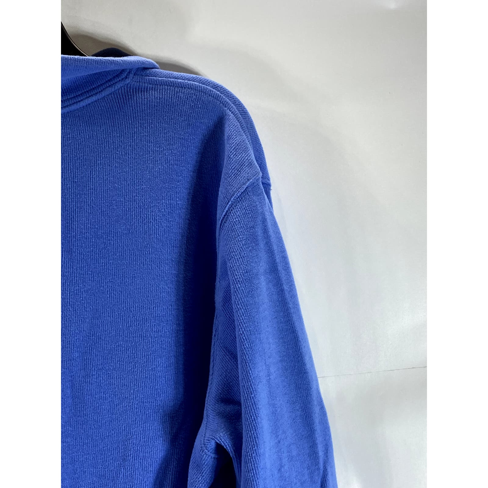 LANDS' END Men's Blue Cotton Bedford Rib Quarter-Zip Pullover Sweater SZ XL