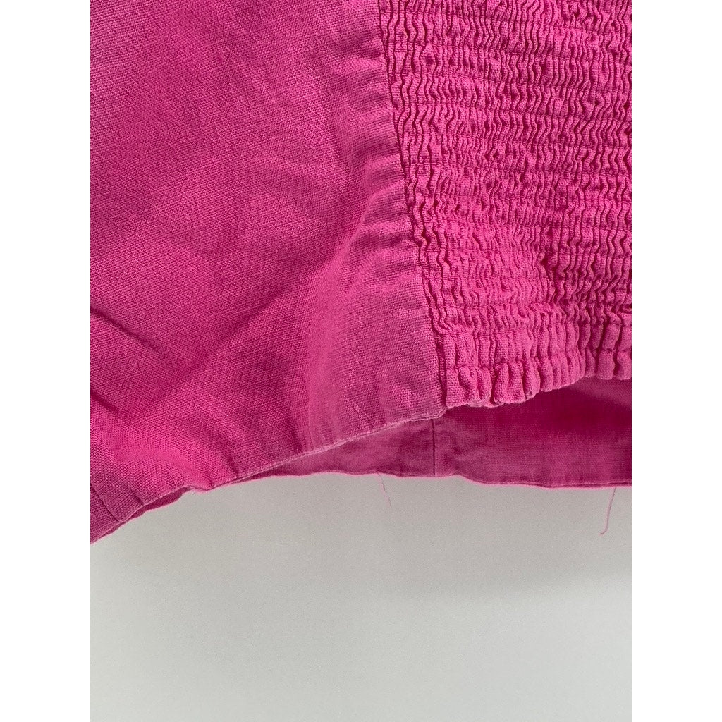 A NEW DAY Women's Pink Linen-Blend Cropped Top SZ XL