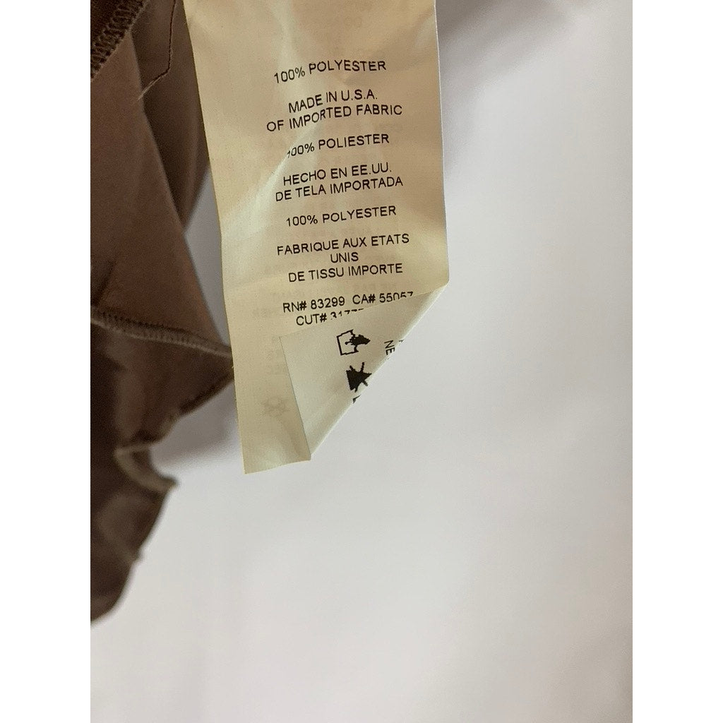NICOLE MILLER New York Women's Brown Satin Hardware Sleeve Cowl Neck Top SZ S