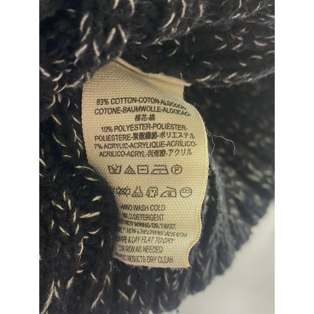 FREE PEOPLE Women's Black Twisted Cable Knit Cuffed Turtleneck Sweater SZ M