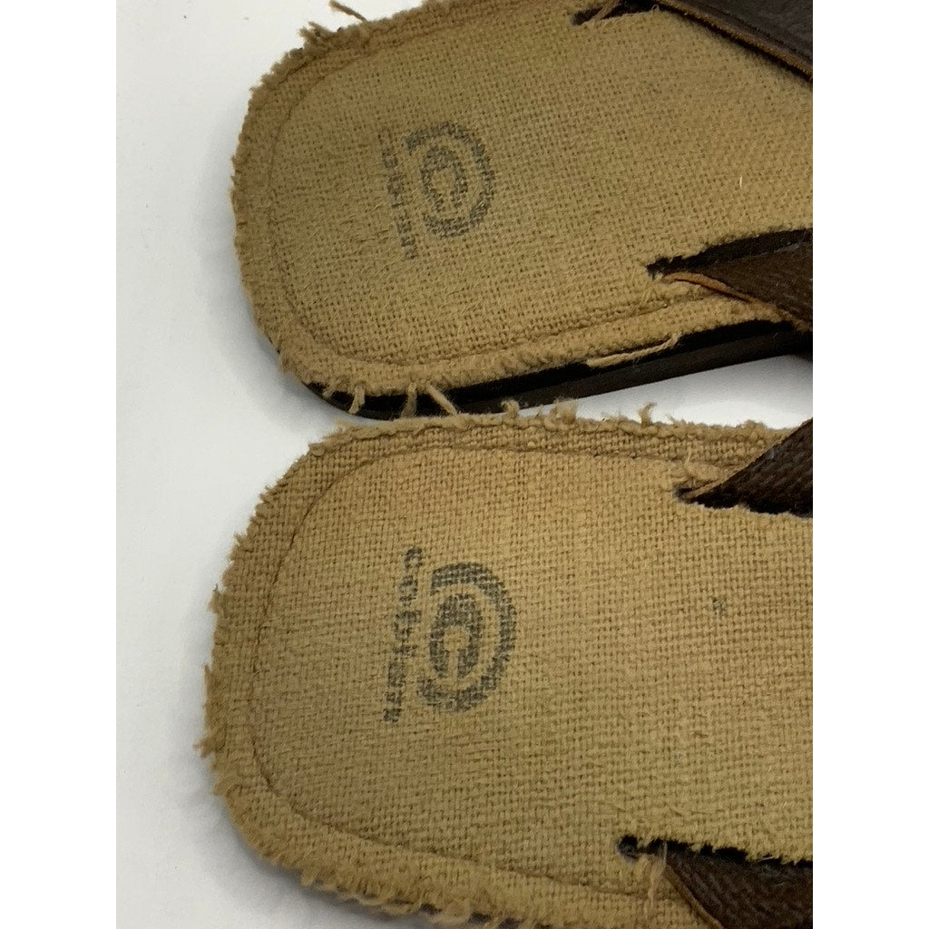 COBIAN Men's Brown Leather Distressed Flip-Flops SZ 10